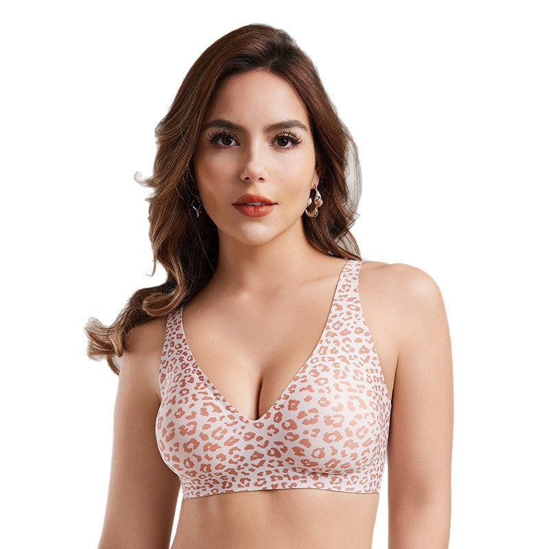 Seamless Wire-Free Leopard Print Bra